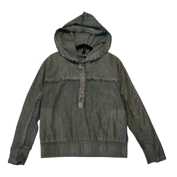Kut from the Kloth Kut Amelia Contrast Pullover Hoodie 1/4 Snap Button - Picture 3 of 10